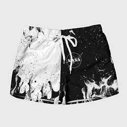 Шорты женские Nasa черно белый огонь, цвет: 3D-принт