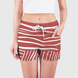 Шорты женские Полоски красной зебры, цвет: 3D-принт — фото 2