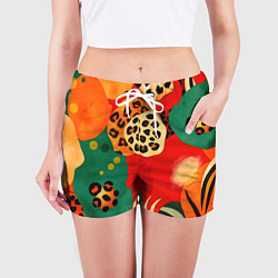 Шорты женские Анималистичный африканский паттерн, цвет: 3D-принт — фото 2
