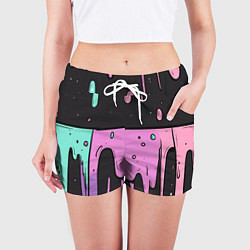 Шорты женские Стекающая краска текстура, цвет: 3D-принт — фото 2