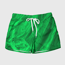 Шорты женские Зелёный малахитовый абстракция камень, цвет: 3D-принт