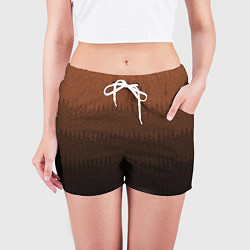 Шорты женские Чёрно-коричневый полосы от светлого к тёмному, цвет: 3D-принт — фото 2