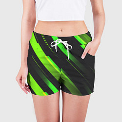 Шорты женские Color black green, цвет: 3D-принт — фото 2