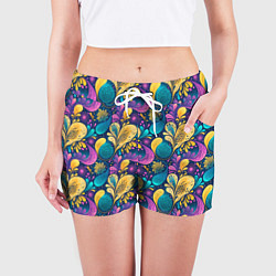 Шорты женские Динамическая неоновая абстракция, цвет: 3D-принт — фото 2