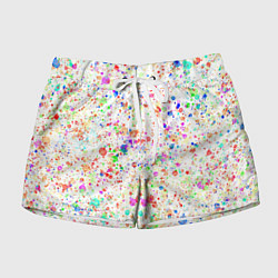 Шорты женские Белый с разноцветными брызгами, цвет: 3D-принт