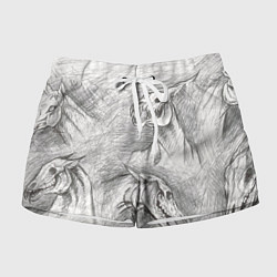 Шорты женские Черепа лошадей - эскиз, цвет: 3D-принт