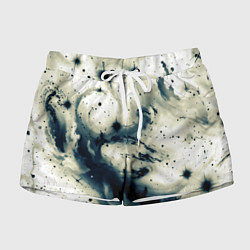 Шорты женские Бежевый и тёмно-синий космическая абстракция, цвет: 3D-принт