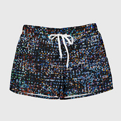 Шорты женские Тёмный чёрно-синий мелкий квадрат, цвет: 3D-принт