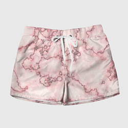 Шорты женские Розовая абстракция с мраморной текстурой и блеском, цвет: 3D-принт