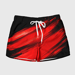 Шорты женские Красные мазги краски на черном, цвет: 3D-принт