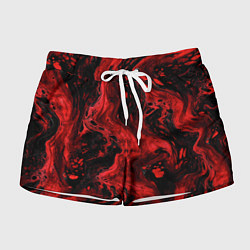 Шорты женские Красно-черные разводы краски - абстрактный узор, цвет: 3D-принт