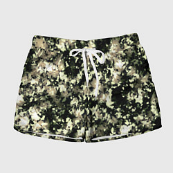 Шорты женские Пятнистый чёрно-бежевый, цвет: 3D-принт