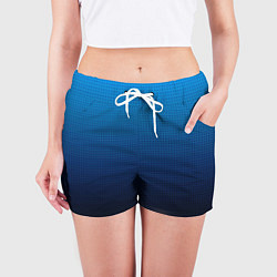 Шорты женские Из голубого в чёрный градиент с точками, цвет: 3D-принт — фото 2