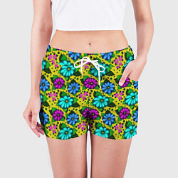 Шорты женские Паттерн незатейливые цветочки, цвет: 3D-принт — фото 2