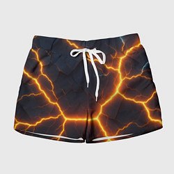 Шорты женские Молнии и черные объемные плиты, цвет: 3D-принт