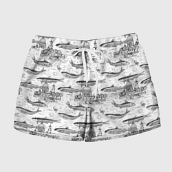Женские шорты Корюшка и рыбалка в Питере паттерн