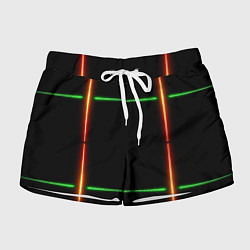 Шорты женские Color black green orange lines, цвет: 3D-принт