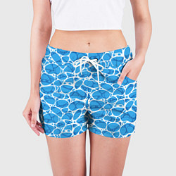 Шорты женские Волновая рябь на поверхности воды паттерн, цвет: 3D-принт — фото 2