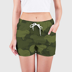Шорты женские Камуфляж из капибар, цвет: 3D-принт — фото 2
