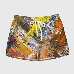 Женские шорты Живая Абстракция: Поток Цветов и Форм в Постоянном