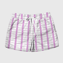 Шорты женские Color white cage pink line, цвет: 3D-принт