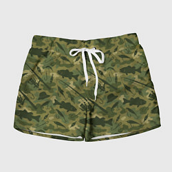 Шорты женские Камуфляж рыболовный, цвет: 3D-принт