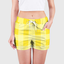 Шорты женские Солнечный желтый тартан, цвет: 3D-принт — фото 2