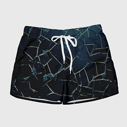 Шорты женские Тёмный чёрно-синий битые плиты, цвет: 3D-принт