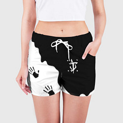 Шорты женские Doom отпечатки демона, цвет: 3D-принт — фото 2