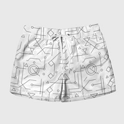 Женские шорты Техно-Геометрия на белое