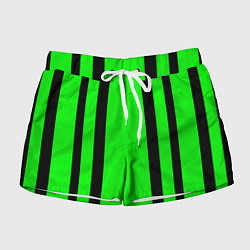 Шорты женские Color black and green stripes, цвет: 3D-принт