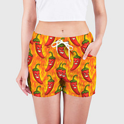 Шорты женские Огненный перец паттерн, цвет: 3D-принт — фото 2