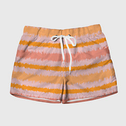 Женские шорты Полосы зигзагообразные оранжево-розовые