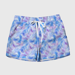 Шорты женские Узор из голубых и сиреневых перьев, цвет: 3D-принт