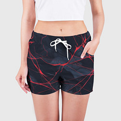 Шорты женские Мраморные узоры из переплетений красных линий, цвет: 3D-принт — фото 2