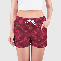 Шорты женские Малиновый комуфляж, цвет: 3D-принт — фото 2