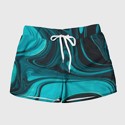 Шорты женские Мраморный малахитовый узор из изумрудных разводов, цвет: 3D-принт