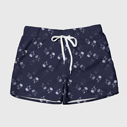 Шорты женские Цветочный узор синий, цвет: 3D-принт