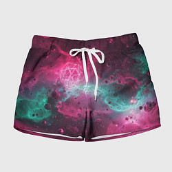 Шорты женские Космическая абстракция с геометрическими фигурами, цвет: 3D-принт