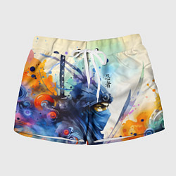 Женские шорты Японский ниндзя - акварельный набросок