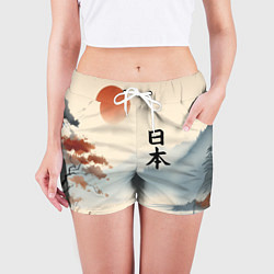 Шорты женские Минималистичный Японский пейзаж, цвет: 3D-принт — фото 2
