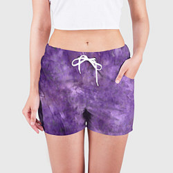 Шорты женские Абстракция - violet oil painting, цвет: 3D-принт — фото 2