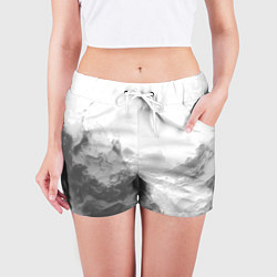 Шорты женские Абстракция серые волны, цвет: 3D-принт — фото 2
