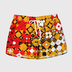 Шорты женские Красно-желтая геометрическая абстракция, цвет: 3D-принт
