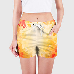 Шорты женские Жёлто-красный осенний, цвет: 3D-принт — фото 2