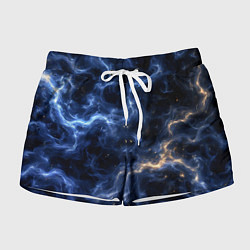 Шорты женские Космическая дымка со свечением чёрно-синий, цвет: 3D-принт
