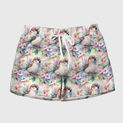 Женские шорты Воробей в ярких цветах паттерн