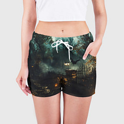 Шорты женские Ночь тыкв и теней, цвет: 3D-принт — фото 2