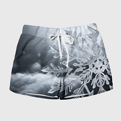Женские шорты Снежинка на черно белое