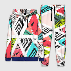 Женский 3D-костюм Тропическое ассорти, цвет: 3D-синий